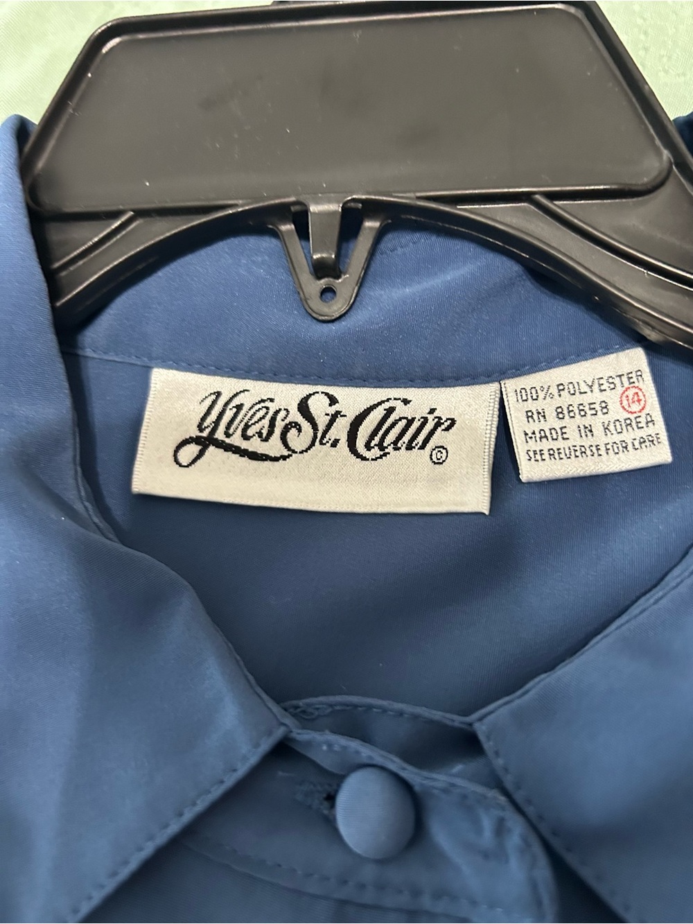 Yves St. Clair Classic Solid Blue Women’s Button-Down Shirt